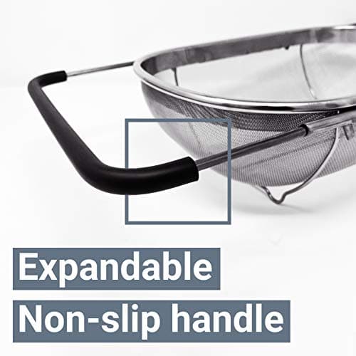 Makerstep Over the Sink Colander Strainer Basket Stainless Steel, For Kitchen Sink with Rubber Grip, Fine Mesh, Large Kitchen Gadgets Tools, Expandable Home Kitchen Essentials 6