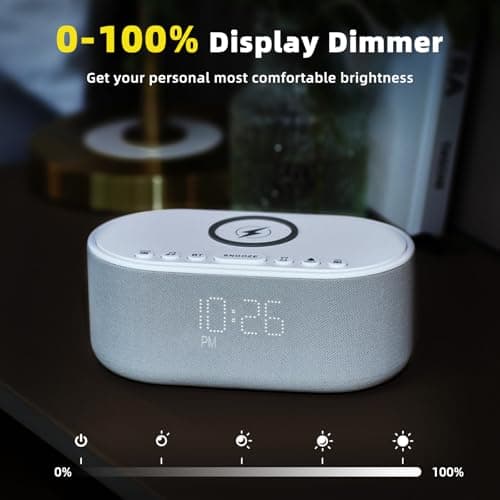 Sound Machine Alarm Clock Wireless Charger: Bluetooth 10W Stereo Sound Speaker Bedroom - White Noise Machine for Sleeping with 21 Soothing Sounds 8
