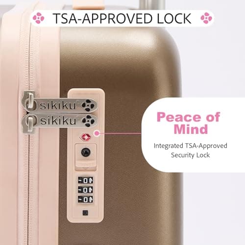 SIKIKU 20 Inch Carry On Luggage for Women, Lightweight Hardside Suitcase with 360° Spinner Wheels, TSA Lock, Durable Luggage for Travel, Titanium Gold 5