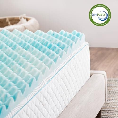 Linenspa 3 Inch Gel Memory Foam Mattress Topper – Egg Crate Style, Reversible for two feels – Promotes Airflow & Relieves Pressure Points – Twin XL 7