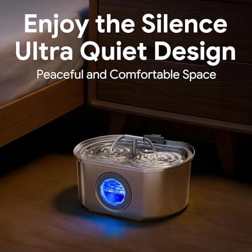 Cat Water Fountain Stainless Steel - Pet Drinking Fountain for Cats Indoor - 3.2L/108oz Automatic Water Dispenser with Watering Level Window (1 Filter) 5