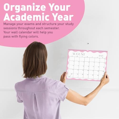 S&O Modern Wavy Wall Calendar from January 2025-June 2026 - Tear-Off Monthly Calendar - 18 Month Academic Wall Planner - Hanging Organizer to Track Anniversaries & Appointments - 13.5"x10.5”in 7