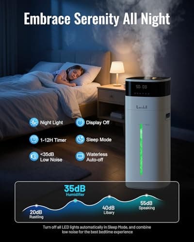 LACIDOLL Cool and Warm Mist Humidifier Large Room, 5.3Gal/20L Humidifiers for Home 2500 sq ft, Air Humidifiers for Bedroom with Diffuser&Extended Tube, Whole House Humidifiers for Nursery Baby Plants 7