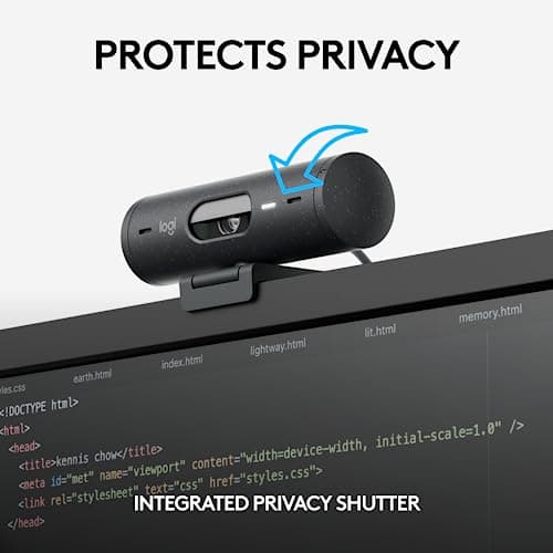 Logitech Brio 505 Full HD 1080p Webcam with auto Light Correction, framing, Dual Noise Reduction mics, Privacy Shutter - Works with Teams, Meet, Zoom, TAA Compliant. 8