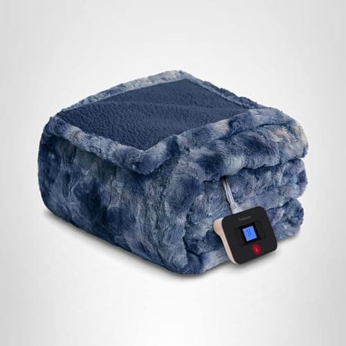 Westinghouse Electric Blanket Full, Faux Fur Heated Blanket with 10 Heating Levels & 1-12 Hours Auto Off, Soft Cozy Sherpa Heated Blanket Washable Blanket (80" x 84" Full Size, Indigo) 9