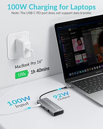 PHIXERO 8-in-1 USB C Adapter with 3 USB 3.0 5Gbps Ports, 1Gbps Ethernet, 4K@60Hz Docking Station,100W PD, SD/TF Reader, for MacBook Pro/Air, Laptops, Surface and More(Gray) 6