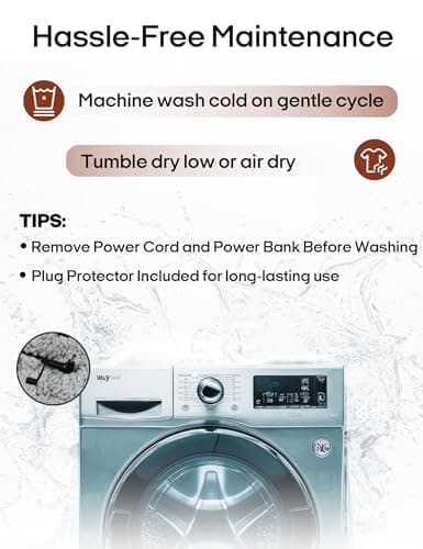 ZonLi Heated Blanket Battery Operated, Cordless Electric Throw for Super Bowl & Outdoor, 50"x60" Wearable Rechargeable for Camping Tailgating, Water-Resistant Machine Washable (Dark Grey) 9