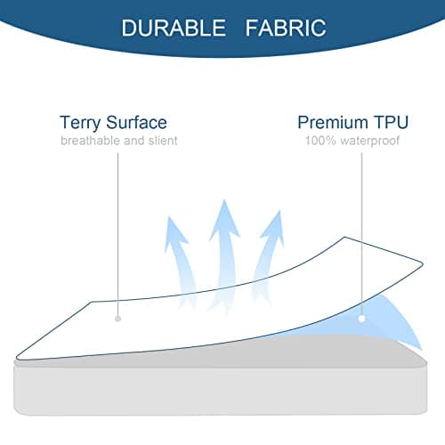 Queen Mattress Protector Waterproof Cover Absorbent Fitted Sheet up - 18'' Deep Pocket Mattress Cover Queen Size Bed Sheets, Terry Machine Wash Protection Mattress Protector 5