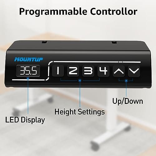 MOUNTUP 55x28 Inches Electric Height Adjustable Standing Desk, Sit Stand Desk with Memory Controller, Ergonomic Stand Up Desk for Home Office with Splice Board, Rustic Brown+Black 6