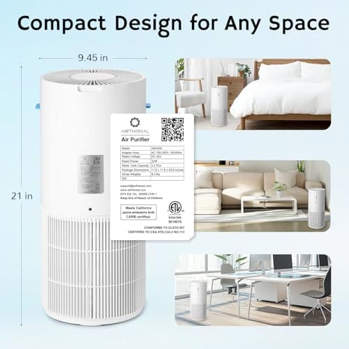 Airthereal 2-in-1 Air Purifier and Humidifier Combo for Large Room up to 1325 ft², 3-Stage Filters, Air Quality Monitor and Quiet Sleep Mode, Evaporative Humidifier with Hygrometer, AEH300 9