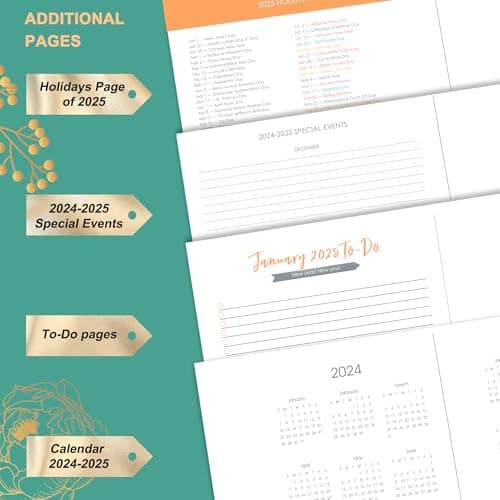 CAGIE 2025 Planner, Weekly and Monthly, January - December 2025, 8.3" x 9.3", Hardcover Spiral Bound, 12 Monthly Tabs, Elastic Closure, Stickers 8