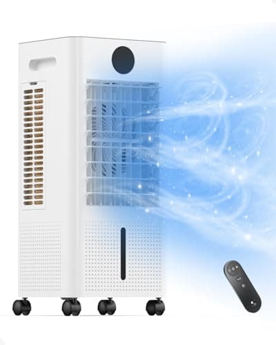 AEROZY Portable Air Conditioner, Evaporative Air Cooler Windowless with Remote, 3 Speeds, 12H Timer, Oscillating Swamp Cooler for Bedroom, Living Room, White