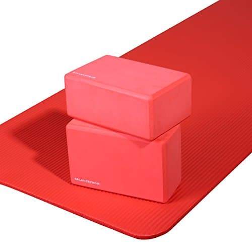 Fitvids Set of 2 High Density Yoga Blocks, 9"x6"x4" Each, Pair (Red) 5