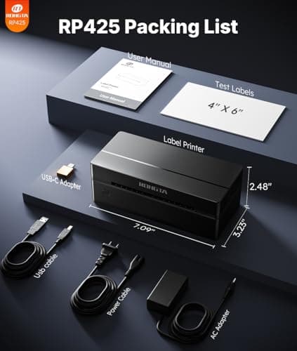 Rongta Bluetooth Shipping Label Printer, Wireless 4x6 Thermal Label Printer for Shipping Packages, Support Android, iPhone, Widely Used for Amazon, Ebay, Shopify, Etsy, UPS, Black 7