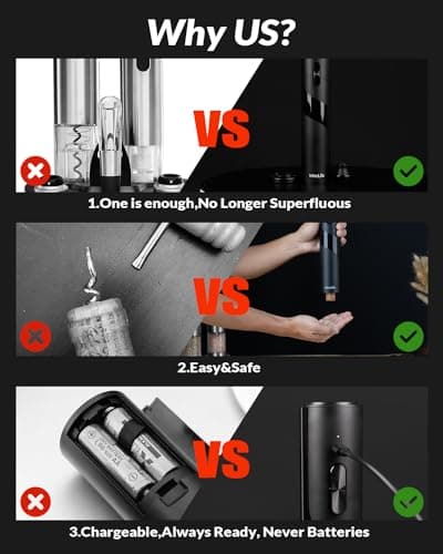 IntreLife 2 in 1 Electric Wine Opener Set,Rechargeable Wine Bottle Openers with Electric Vacuum Preserver,Wine Stopper,Foil Cutter,Automatic Wine Saver Pump Set 6
