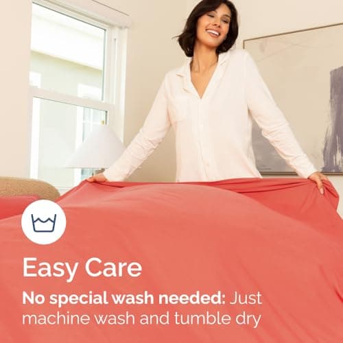 Queen Fitted Bed Sheet - Bottom Single Fitted Sheet Only - Ultra-Soft Hotel Luxury Bedding w/ 8-16 Inch Deep Pockets - Breathable, Cooling & Wrinkle Free - Easy-Care, Fade & Shrink Resistant - Coral 7