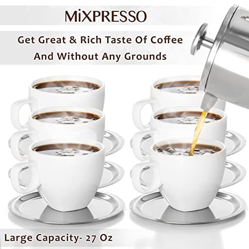 Mixpresso Stainless Steel French Press Coffee Maker 26 Oz 770 ml, Double Wall Insulated French Press Stainless Steel, Easy Clean Tea Brewer, Easy Press Durable Metal Coffee Press 9
