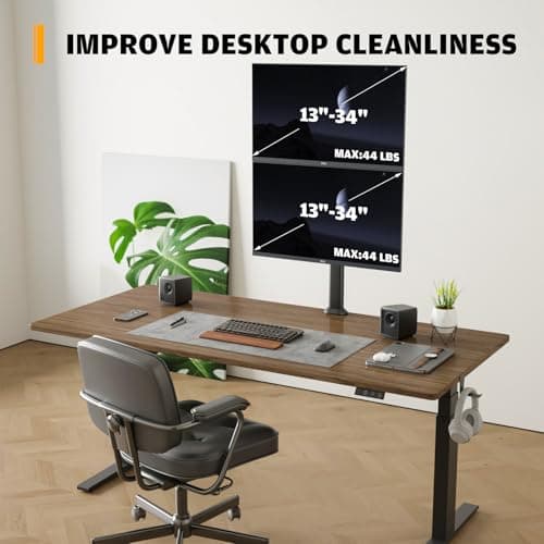 HEMUDU Dual Monitor Articulating Desk Mount Arm Stand - Vertical Stack Screen Supports Two 13 to 34 Inch Computer Monitors with C Clamp 5