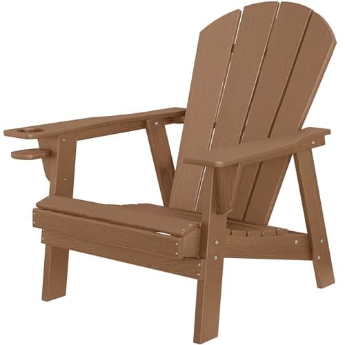 enprisoe Adirondack Chairs, HDPE All Weather Adirondack Chair, Fire Pit Chairs (Teak)