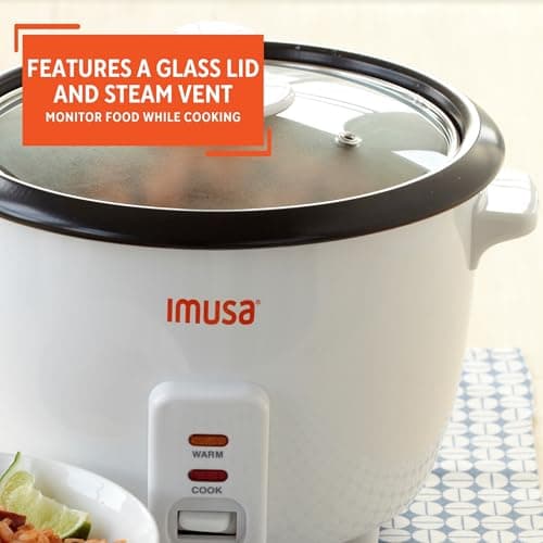 IMUSA USA GAU-00011 Electric Nonstick Rice Cooker 3-Cup (Uncooked) 6-Cup (Cooked), White 5