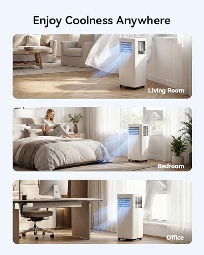 Feelfunn 8000 BTU Portable Air Conditioner, 3-in-1 Cools 350 Sq.Ft, Quiet AC with Fan & Dehumidifier, LED Display, Remote, 24H Timer, Window Kit, for Bedroom/Office/Dorms 8