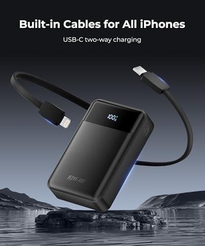 JOYFAR Portable-Charger-Power-Bank Travel Essentials Battery Pack USB C 30000mAh Built in Cable 22.5W Phone Fast Charging Powerbank Compatible with iPhone 16 15 14 13 12 11 iPad Samsung Google (Black) 5