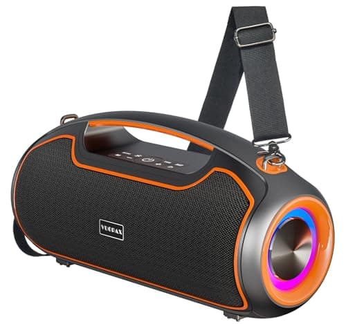 VUOPAX Portable Bluetooth Speakers Wireless Upgrade, 200W Peak Loud Sound/Deep Bass for Party, IP65 Waterproof Outdoor Speaker w/ 2*Subwoofer/2*Tweeter/DSP/Bass Boost/TWS/TF/USB/AUX, 24H Playtime