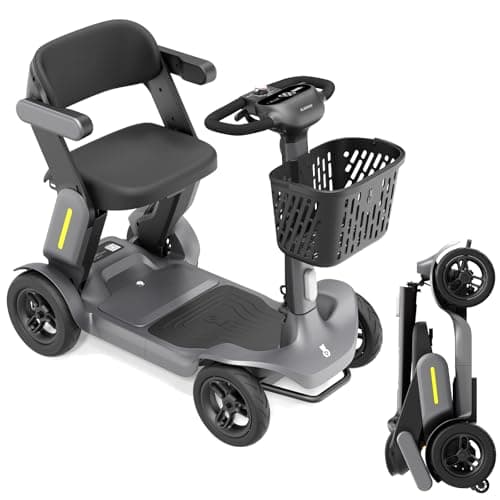 Paiseec S3 Foldable Mobility Scooter for Adults, Seniors - 25 Miles Range, 6 mph, Lightweight Mobility Scooter for Travel, Improved Safety, Large Wheels for Outdoor, LED Headlight, Basket