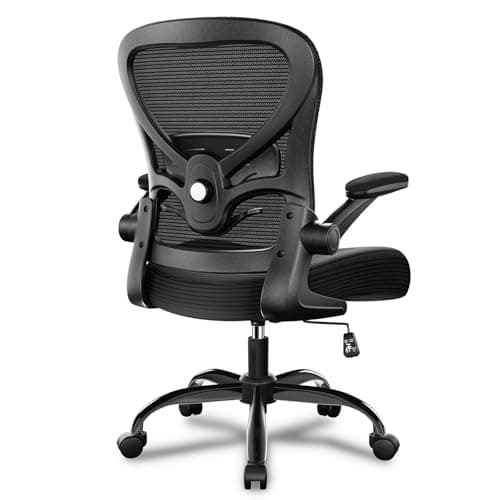 Freepub Ergonomic Office Chair, Breathable Mesh Computer Desk Chair with Adjustable Lumbar Support, Swivel with Flip-up Armrests, 350LBS Capacity - Design for Home/Offices - Black