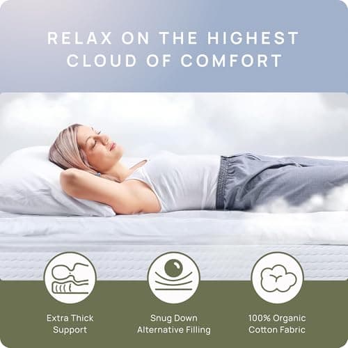 Plush Extra Thick Short Queen Mattress Topper for RV Camper(60x75 Inches), Cooling & Soft Pillow Top Mattress Topper with Cotton Cover, Overfilled Mattress Pad Cover for Firm Mattress 6