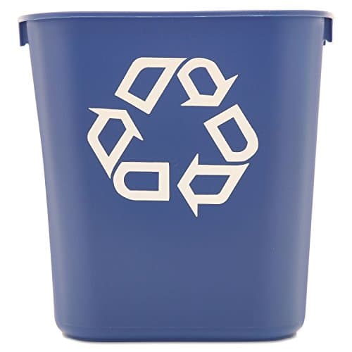 Rubbermaid 295573BE Small Deskside Recycling Container, Rectangular, Plastic, 13.625qt, Blue