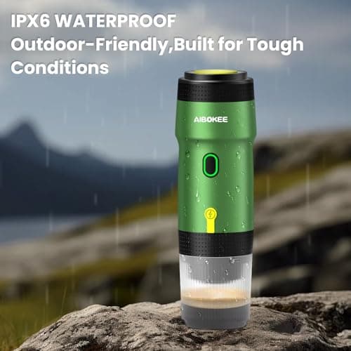 AIBOKEE Portable Electric Espresso Machine,Travel Coffee Maker for Camping, Car Coffee Maker Self-Heating with USB-DC,3-in-1 Extraction of 8g Coffee Powder,NS and Small Capsules for RV,Hiking,Office G 6