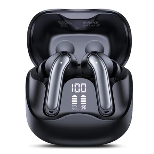 Adaptive Hybrid Active Noise Canceling Wireless Earbuds, 6 Mics ENC Clear Call Ear Buds, Hi-Res Audio Deep Bass Bluetooth 5.4 Headphones, 48H Playtime, Wireless Charging, Multipoint Connection, Black