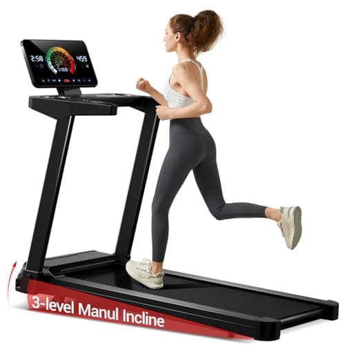 UMAY Fitness Treadmill with 3-Level Incline, Treadmills for Home Auto Folding with Pulse Sensors, 300 LBS Capacity, 3.0HP Quiet Brushless, Max 8.7 MPH (Balck)