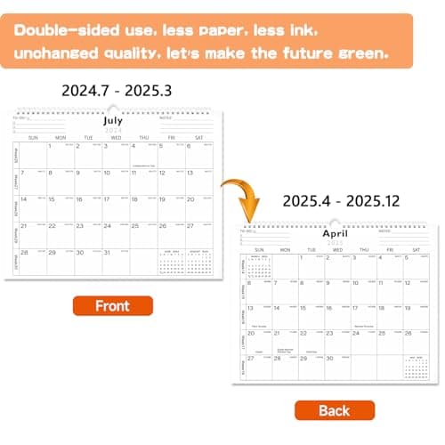 Calendar 2023-2024 - 18 Monthly Wall Calendar 2023-2024 from July 2023 to December 2024, 11 x 8.5 Inches.Thick Paper with Julian Dates and Block for New Year and Christmas Presents (2024-2025 wall calendar simplicity) 6