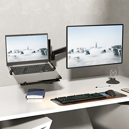 WALI Monitor Laptop Mount Stand, Laptop Gas Spring Arm Mount, Laptops Tray up to 15.6 inch, Monitor up to 32 inch, 17.6lbs (GSDM002LP), Black 8