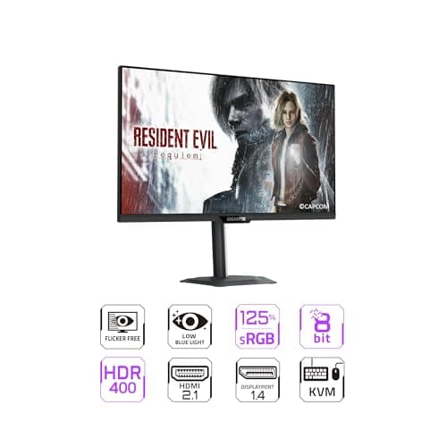 GIGABYTE - M27UP - 27" SS IPS Gaming Monitor - UHD 3840x2160-160Hz - 1ms GTG - AMD FreeSync Premium, G-SYNC Compatible - Dual Mode - Type C KVM - HDMI, DP, Type-C - Height and Tilt Adjustable -Black 3