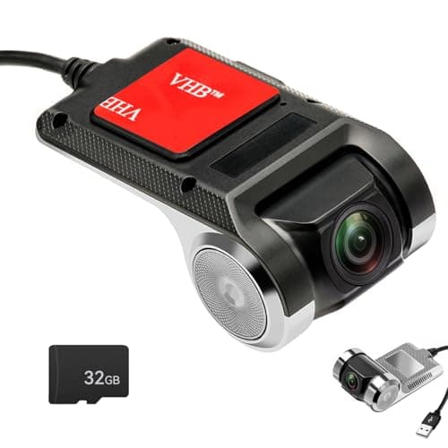 UNITOPSCI USB Car DVR Camera Video Recorder, USB Dash Cam, WDR Full HD Dash Camera Car Driving Recorder with 32GB Micro SD Card, 170° Wide Angle, Loop Recording Night Vision ADAS 24Hours Monitor