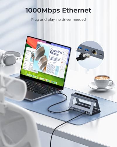 RayCue USB-C Docking Station for MacBook Pro/Air, Dual HDMI, USB-C Dock with 10Gbps, PD3.0, RJ45, 2xUSB 3.0, 2xUSB 2.0, SD/TF, Audio 7