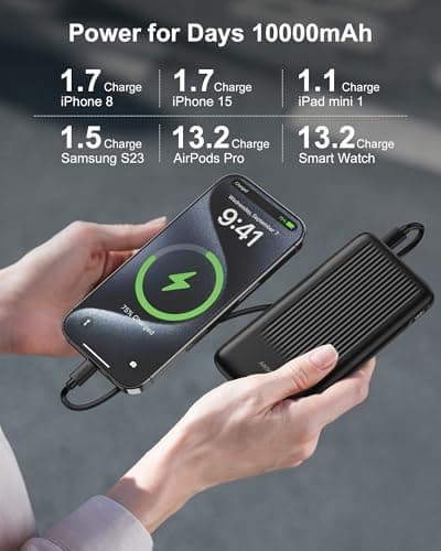 Ansody 2-Pack Portable Charger, 10000mAh 22.5W Compact USB C Power Bank Fast Charging with 2 Outputs & 2 Inputs, LED Display Battery Pack Compatible with iPhone Samsung iPad Tablets, Black & Black 5