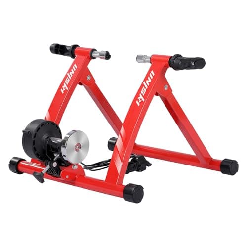 Unisky Bike Trainer Stand Indoor Bicycle Stand with Noise Reduction Magnetic Stationary Stand fits for 26-28inch, 700C Wheel (Red-58)