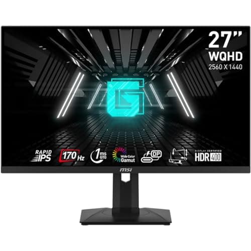 MSI G274QPF, 27" Gaming Monitor • 2560 x 1440 (2K WQHD) • Rapid IPS • 1ms • 170Hz • G-Sync Compatible • HDR 400 • USB-C • HDMI • Displayport • Tilt • Swivel • Height Adjustable • Pivot