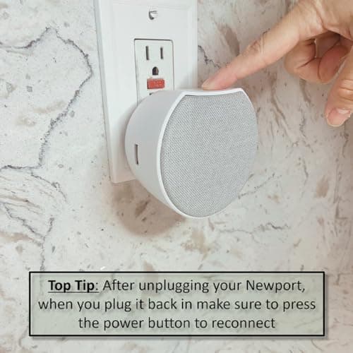OC Acoustic Newport Plug-in Outlet Speaker with Bluetooth 5.1 and Built-in USB Type-A Charging Port (Light Gray/White) 5