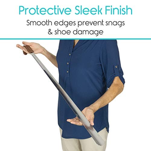 Vive Extra Long Handled Shoe Horn (31.5 Inches) - Metal Shoehorn for Men and Women - Large Standing Reach Assist - Long-Handled Dressing Aid for Seniors - Extended XL Stainless Steel Tool for Boots 8