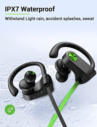 Stiive Bluetooth Headphones, 5.3 Wireless Sports Earbuds IPX7 Waterproof with Mic, Stereo Sweatproof in-Ear Earphones, Noise Cancelling Headsets for Gym Running Workout, 16 Hours Playtime - GreenBlack 5