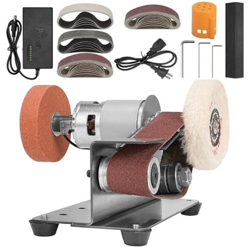 Multifunctional Electric Knife and Tool Sharpener, 7 Adjustable Speed Knife Making Belt Grinder Knife Sharpening System - For Hunting, Serrated & Kitchen Knives, Wood, Plastic, Crafts