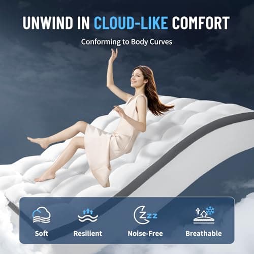 LIANLAM Memory Foam Mattress Topper Queen with Breathable Air Mesh Sides,1700GSM Ergonomic Mattress Pad for Back Pain, Extra Thick Cooling Pillow Top with 6"-18" Deep Pocket(60"x80") 6