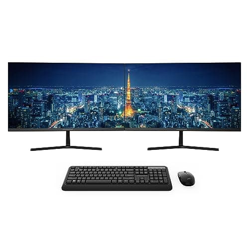 Packard Bell 21 Inch Monitor FHD 1920x1080 Computer Monitor, 75 Hertz, 5 MS, Dual Wireless Keyboard and Mouse, VESA, VGA HDMI Basic Gaming - 2 Pack, Black,(M21500)