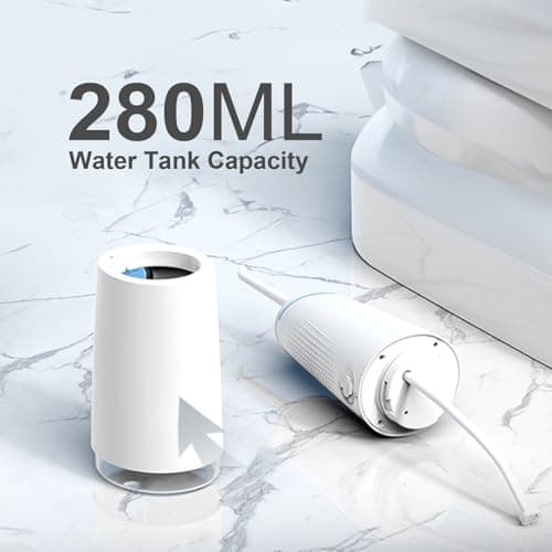 Nicefeel LCD Display Water Flosser Cleaner Picks with 4 Modes,280ML Water Dental Flosser Portable Cordless for Teeth,IPX7 Waterproof Electric Flosser Oral Irrigator for Home Travel Office (White) 8