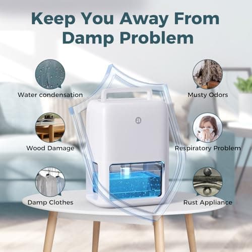 60 OZ Dehumidifiers for Home, Dual-Semiconductor Quiet Dehumidifier with Timer Sleep Mode Auto-Off 7 Colors Light Portable Small Dehumidifiers for Bathroom, Cloakroom, RV 7